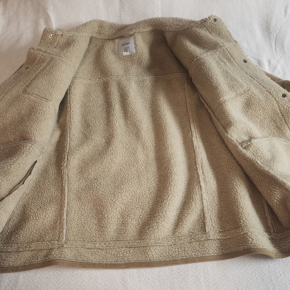 Old Navy Men's Tan Shearling Jacket - Picture 10 of 11
